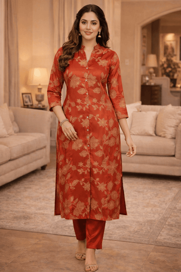 Printed Muslin Two-Piece Set for Women