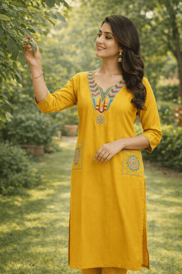 Pure Muslin Embroidered Two-Piece Suit
